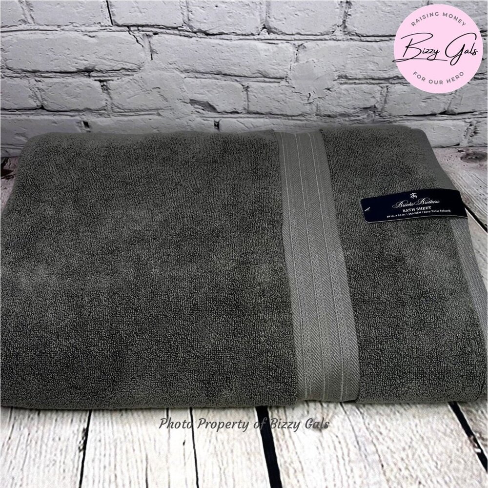 Brooks Brothers Oversized Bath Sheet 36"x68" Gray Towel